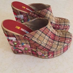 Platform plaid heels nascar